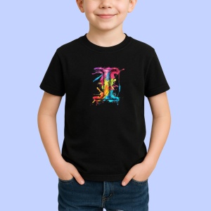 Tricou Alfabet Litera I cu graffiti, design exploziv, arta urbana, Negru, Unisex Dama si Barbat | Copii - Img 2