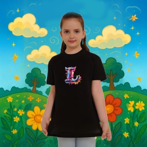 Tricou Alfabet Litera L cu graffiti, design exploziv, arta urbana, Negru, Unisex Dama si Barbat | Copii - Img 6
