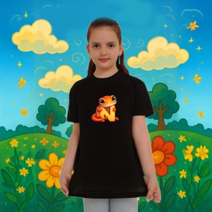 Tricou Alfabet Litera N cu animal Newt Triton, Negru, Unisex Dama si Barbat | Copii - Img 6