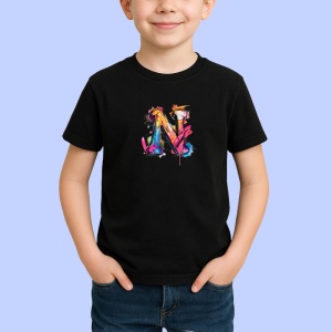 Tricou Alfabet Litera N cu graffiti, design exploziv, arta urbana, Negru, Unisex Dama si Barbat | Copii - Img 2