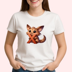 Tricou Alfabet Litera X cu animal Xenops , Alb, Unisex Dama si Barbat | Copii - Img 2