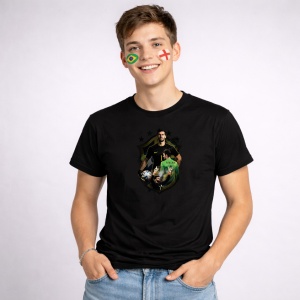 Tricou Alisson Becker Brazil World Cup Fifa 2026, din bumbac 100%, tricou negru, Copii | Dama | Barbat - Img 2