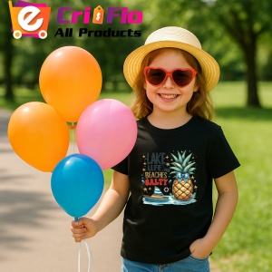 Tricou Ananas cu palmier si barca text lake life beaches salty Copii | Dama | Barbat, negru - Img 8