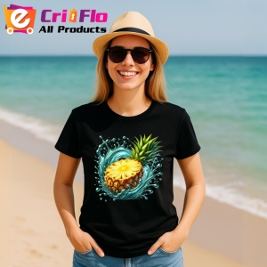 Tricou Ananas si explozie exotica, Fructe, Copii | Dama, culoare negru - Img 11