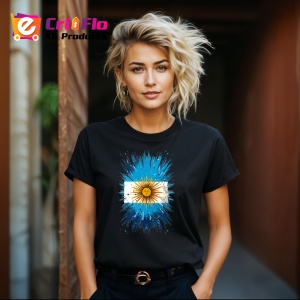 Tricou Argentina Steag Splash Art, Copii | Dama | Barbat, culoare negru - Img 12