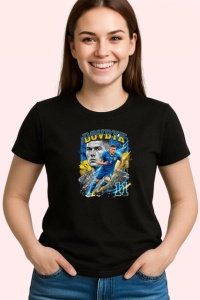 Tricou Artem Dovbyk Ucraina Atacant Fotbal, din bumbac 100%, tricou negru Copii | Dama | Barbat