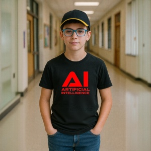 Tricou Artificial iNTELLIGENCE AI logo Negru, Copii | Dama | Barbat - Img 3