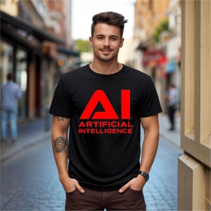 Tricou Artificial iNTELLIGENCE AI logo Negru, Copii | Dama | Barbat - Img 7