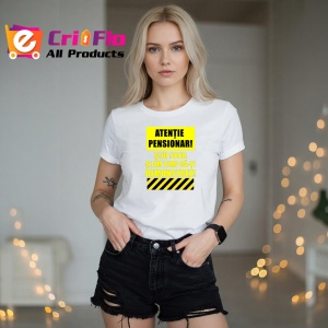 Tricou Atentie Pensionar Funny, din bumbac 100%, tricou alb, Dama | Barbat - Img 5