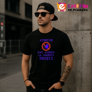Tricou atentie sunt alergic la oamenii prosti avertisment ironic, Copii | Dama | Barbat , tricou negru - Img 7