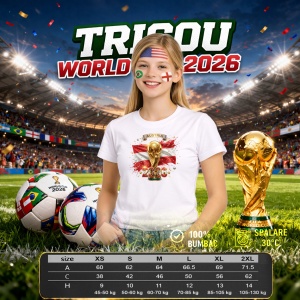 Tricou Austria World Cup 2026 Fifa V2, din bumbac 100%, tricou alb, Copii | Dama | Barbat - Img 8