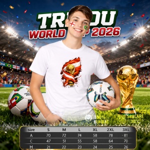 Tricou Austria World Cup Fifa 2026, din bumbac 100%, tricou alb, Copii | Dama | Barbat - Img 6