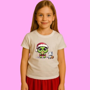 Tricou Baby Grinch Milk Cookies Sunglasses, din bumbac 100%, tricou alb, Copii | Dama | Barbat - Img 2