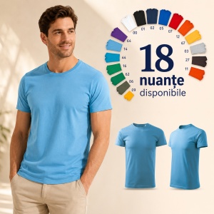 Tricou Bărbat Basic Free, 100% Bumbac, Guler Rotund, Croială Tubulară, S–3XL, 18 Culori - Img 8