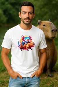 Tricou Barbat CapyBara - Axolotl pe capybara - Img 3
