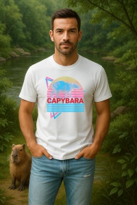 Tricou Barbat CapyBara - Design retro - Img 1