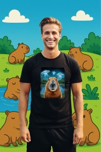 Tricou Barbat CapyBara - Selfie cu UFO