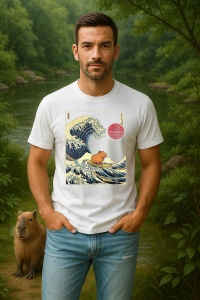 Tricou Barbat CapyBara - Surfing, stil Japonez - Img 2