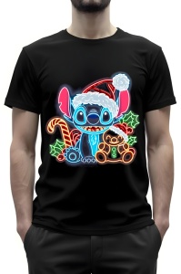 Tricou barbat craciun - NEON CHRISTMAS STITCH & FRIENDS - tricou, barbati, craciun, personaje