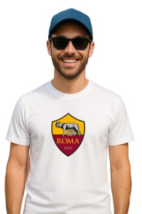 Tricou barbat cu logo stema AS Roma Italia , din bumbac 100%