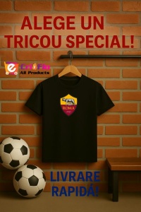 Tricou barbat cu logo stema AS Roma Italia , din bumbac 100% - Img 6