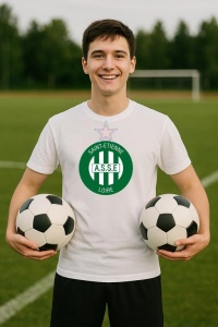 Tricou barbat cu logo stema AS Saint-Étienne Franta , din bumbac 100% - Img 8