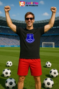 Tricou barbat cu logo stema Everton FC Anglia , din bumbac 100% - Img 5
