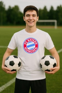 Tricou barbat cu logo stema FC Bayern München Germania , din bumbac 100% - Img 8
