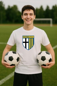 Tricou barbat cu logo stema FC Parma Italia , din bumbac 100% - Img 9