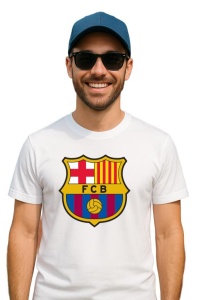 Tricou barbat cu logo stema FCB Spania , din bumbac 100% - Img 3