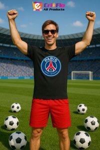 Tricou barbat cu logo stema Paris Saint Germain Franta , din bumbac 100% - Img 5