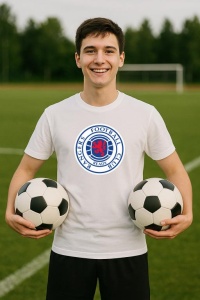 Tricou barbat cu logo stema Rangers FC Scotia , din bumbac 100% - Img 8