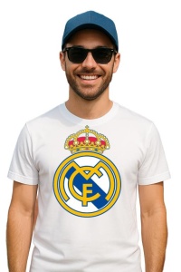 Tricou barbat cu logo stema Real Madrid CF Spania , din bumbac 100% - Img 3