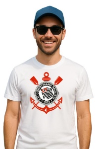 Tricou barbat cu logo stema Sport Club Corinthians Paulista Brazilia , din bumbac 100% - Img 3