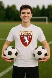 Tricou barbat cu logo stema Torino FC Italia , din bumbac 100%