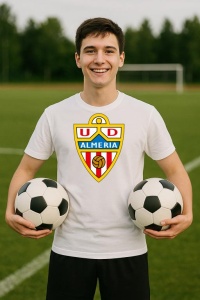 Tricou barbat cu logo stema UD Almeria Spania , din bumbac 100% - Img 8