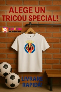 Tricou barbat cu logo stema Villarreal_CF Spania , din bumbac 100% - Img 10