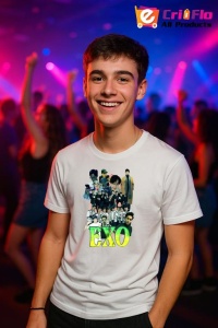 Tricou barbat Kpop cu trupa EXO 2 music Coreean 207 - Img 5
