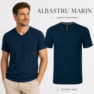 Tricou Bărbat Malfini Action V-Neck 700, 95% Bumbac, 5% Elastan, Guler în V, Slim Fit, 6 Culori, Mărimi S–2XL - Img 12