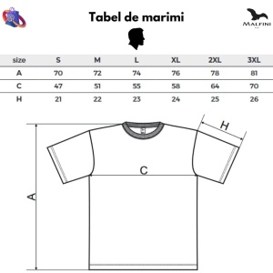Tabel marimi dimensiuni tricou barbat Salvamar