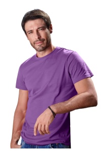 Tricou barbat Simplu basic violet purtat de un bărbat frumos si tanar