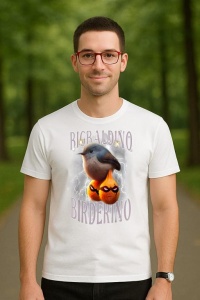 Tricou Barbat Tralalero Tralala cu personajul Bigbaldino Birderino Funny Italian Brainrot Meme Gen Z