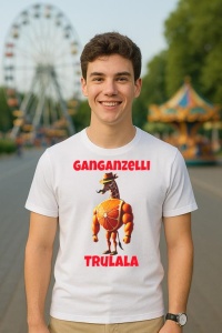 Tricou Barbat Tralalero Tralala cu personajul Ganganzelli Trulala Italian Brainrot Meme Humor - Img 5