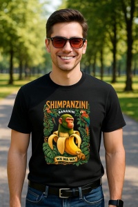 Tricou Barbat Tralalero Tralala cu personajul Shimpanzini Bananini Italian Brainrot Chimpanzee and Banana - Img 5
