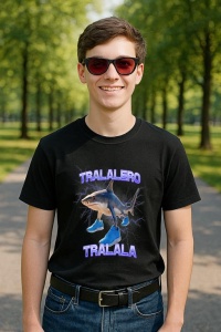 Tricou Barbat Tralalero Tralala cu personajul Tralalero Tralala Bootleg Brainrot Italian Brainrot Meme (3)