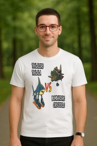 Tricou Barbat Tralalero Tralala cu personajul Tralalero Tralala Brainrot Meme Bombardino Crocodilo Italian - Img 3