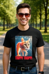 Tricou Barbat Tralalero Tralala cu personajul Trippi Troppi - Italian Brainrot Meme - Img 4