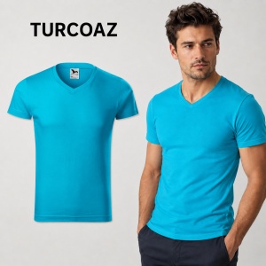 Tricou Bărbați cu Guler în V, 100% Bumbac, Slim Fit, 180 g/m², 14 Culori, Mărimi S–3XL - Img 19