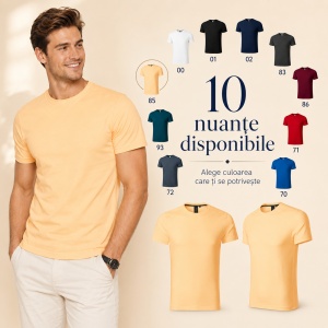 Tricou Bărbați Malfini Premium Action, 95% Bumbac, 5% Elastan, Slim Fit, 180 g/m², Guler Rotund, Mărimi S–3XL, 10 Culori