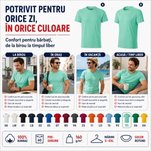 Tricou bărbați Rimeck Resist R01, 100% bumbac pre-shrunk, 160 g/m², 17 culori - Img 8
